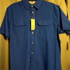Van Heusen Traveler Button Down Shirt , Blue , Medium Size. Brand New with Tags
